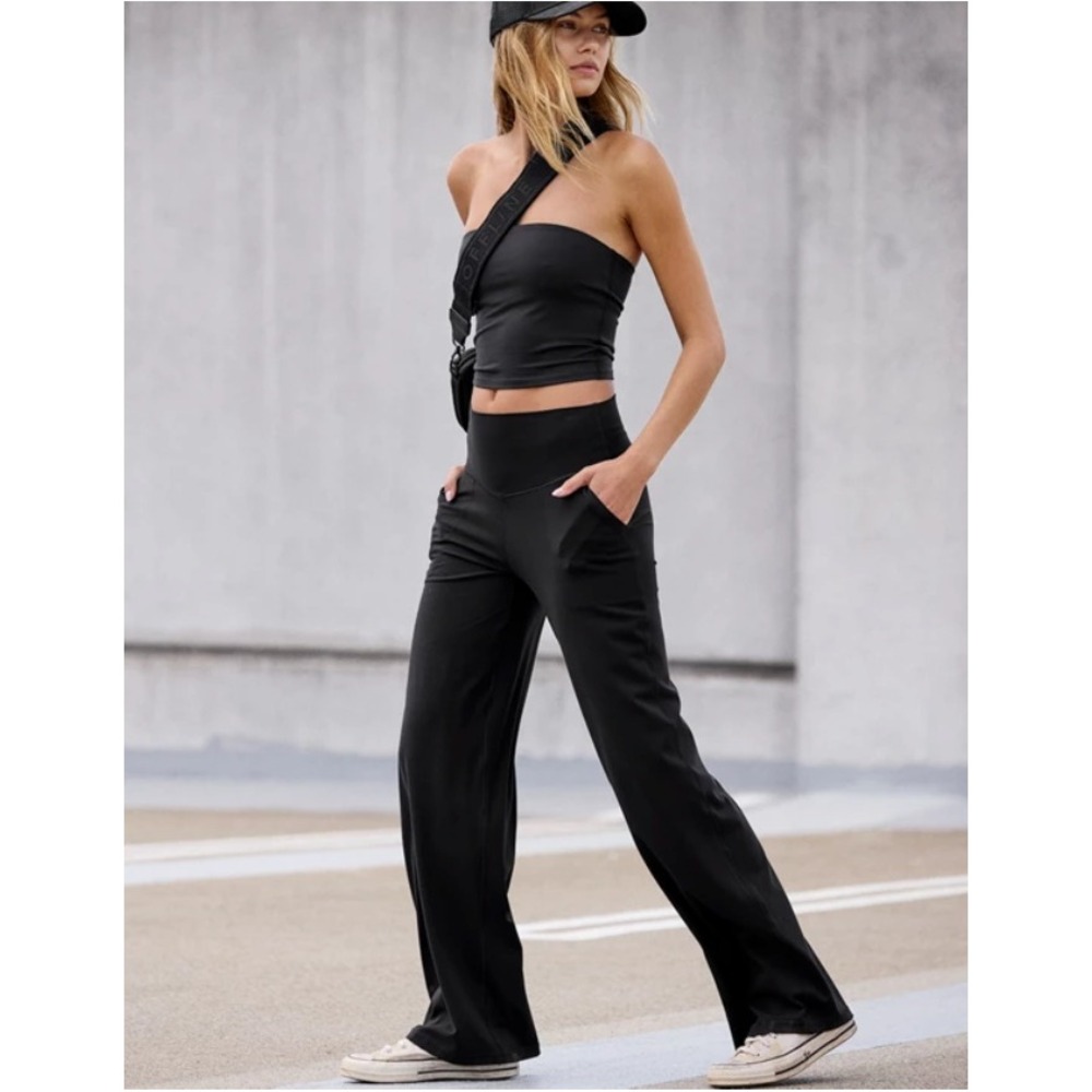 OFFLINE by Aerie Real Me Xtra Trouser High Rise Comfy Black XL